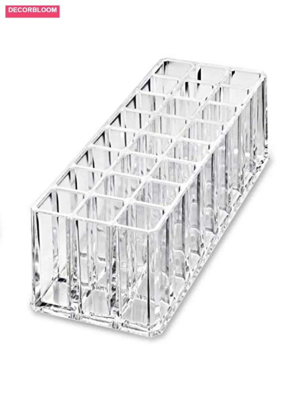 Acrylic Makeup Brush Organizer 24-Slot Cosmetic Storage Clear